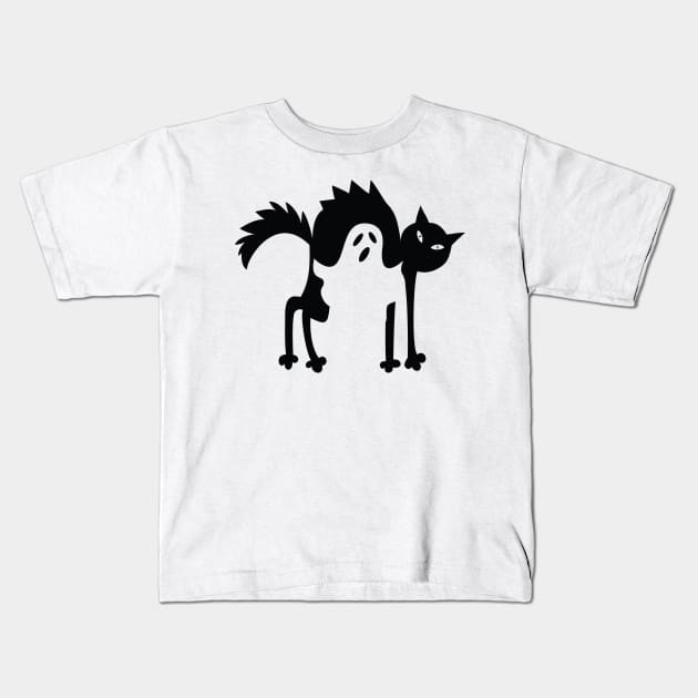 Halloween ghost cat Kids T-Shirt by Peach Lily Rainbow